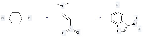 The 5-Benzofuranol,3-nitro- could be obtained by the reactant of 1-Dimethylamino-2-nitroethen + [1,4]benzoquinone. 